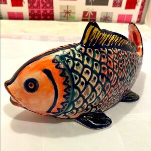 Hand painted Vibrant Orange Ceramic Koi Fish Sculpture